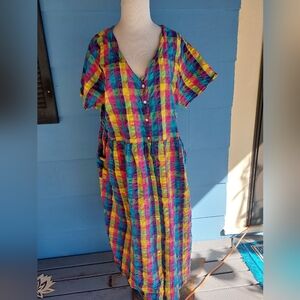 Only Necessities Colorful Plaid Midi Dress